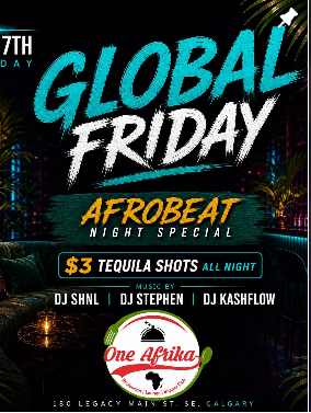 OneAfrika event flyer for a night of Afrobeats and highlife
