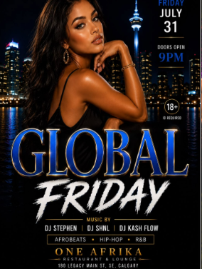 OneAfrika event flyer for a Friday night celebration